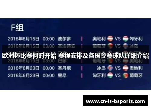 欧洲杯比赛何时开始 赛程安排及各国参赛球队详细介绍
