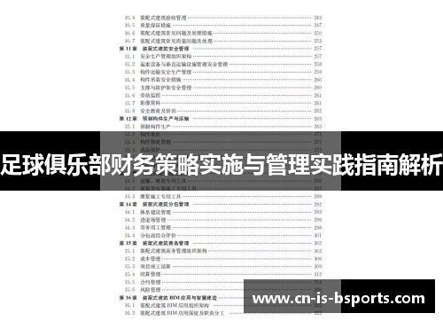 足球俱乐部财务策略实施与管理实践指南解析